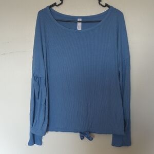 Stars Above Women's Ribbed Blue Long Sleeve Top